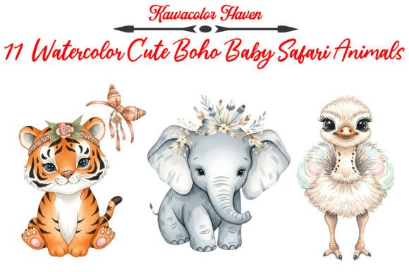 Download Watercolor Cute Boho Baby Safari Animals - Baby safari animal Collection