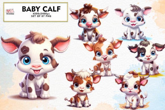 Download Baby Calf Watercolor Sublimation Clipart - Sublimation Collection