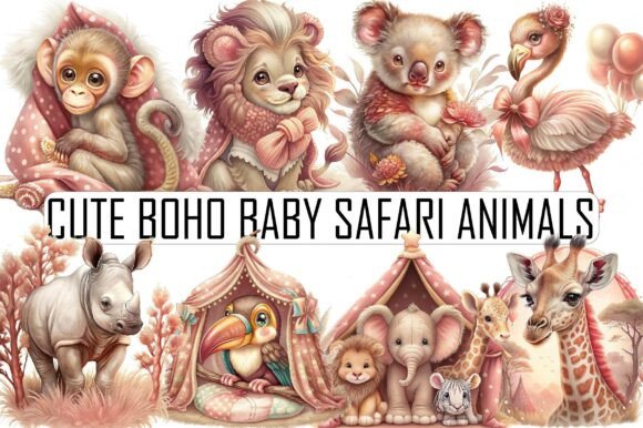 Download Watercolor Cute Boho Baby Safari Animals - Baby safari animal Collection