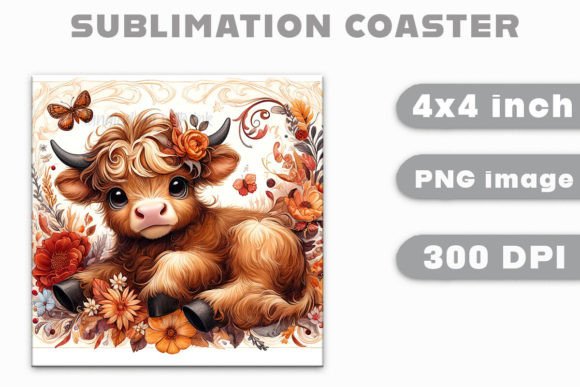 Download Highland Calf Sublimation Coaster File - Sublimation Collection