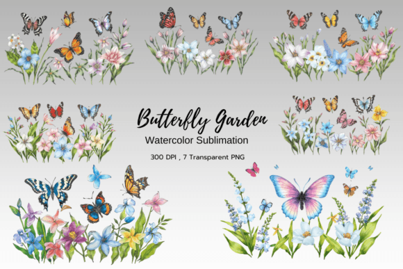 Download Butterfly Garden Watercolor Sublimation - Sublimation Collection