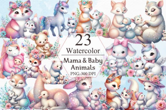 Download Mom and Baby Safari Animal Clipart - Baby safari animal Collection