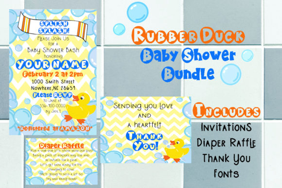 Download Rubber Duck Baby Shower Bundle and Fonts - Duck Collection