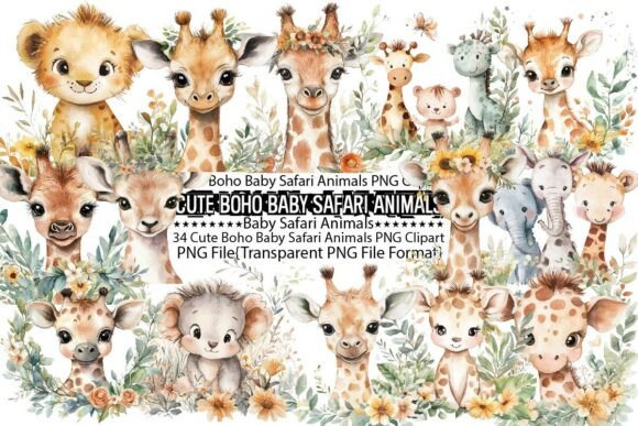 Download Cute Boho Baby Safari Animals - Baby safari animal Collection
