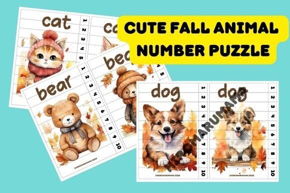 Download Cute Watercolor Animal Number Puzzle 1 - Cute watercolor animal Collection