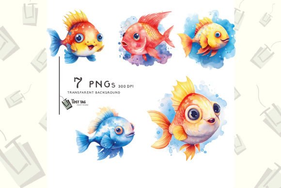 Download Watercolor Cute Fish Clipart Sublimation - Sublimation Collection