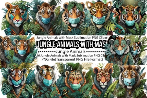 Download Jungle Animals with Mask Sublimation - Sublimation Collection