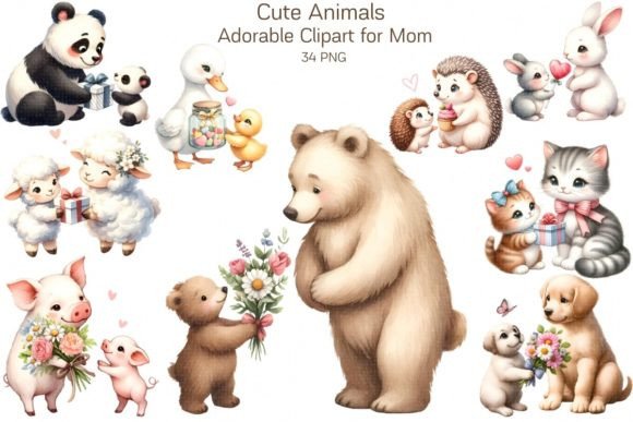 Download Cute Animal Clipart for Mom, Sublimation - Sublimation Collection
