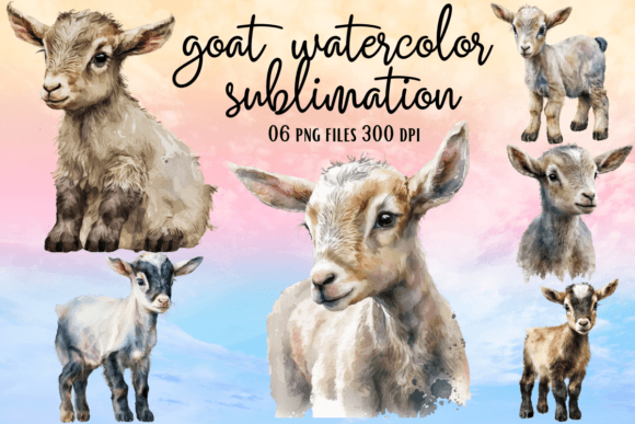 Download Cute Goat Watercolor Sublimation - Sublimation Collection