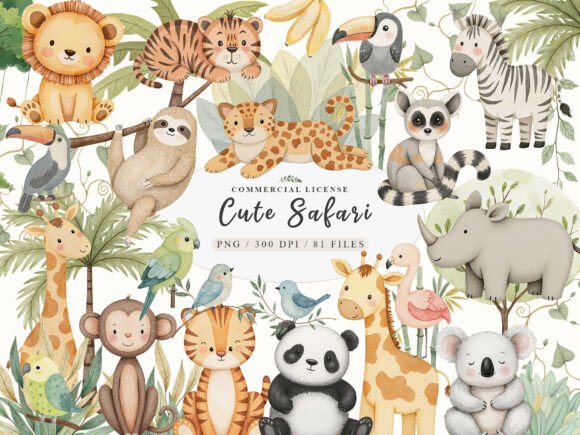 Download Watercolor Cute Boho Baby Safari Animals - Baby safari animal Collection