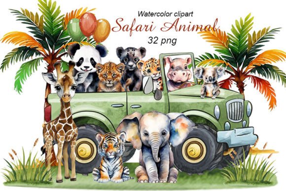 Download Baby Safari Animals Watercolor Clipart - Baby safari animal Collection